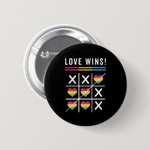 Tic Tac Toe Love Wins LGBTQ Pansexual Pride Ronde Button 5,7 Cm
