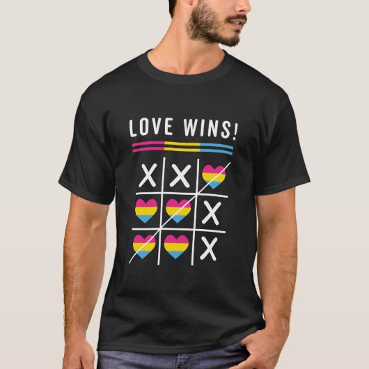 Tic Tac Toe Love Wins LGBTQ Pansexual Pride T-shirt (Voorkant)