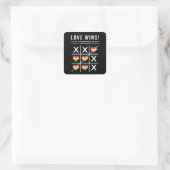 Tic Tac Toe Love Wins LGBTQ Pansexual Pride Vierkante Sticker (Tas)