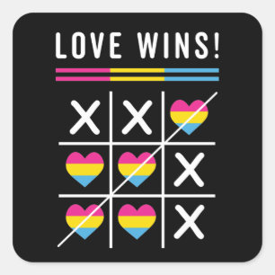 Tic Tac Toe Love Wins LGBTQ Pansexual Pride Vierkante Sticker