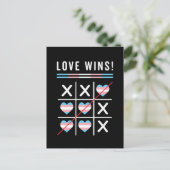 Tic Tac Toe Love Wins LGBTQ Transgender Pride Briefkaart (Staand voorkant)