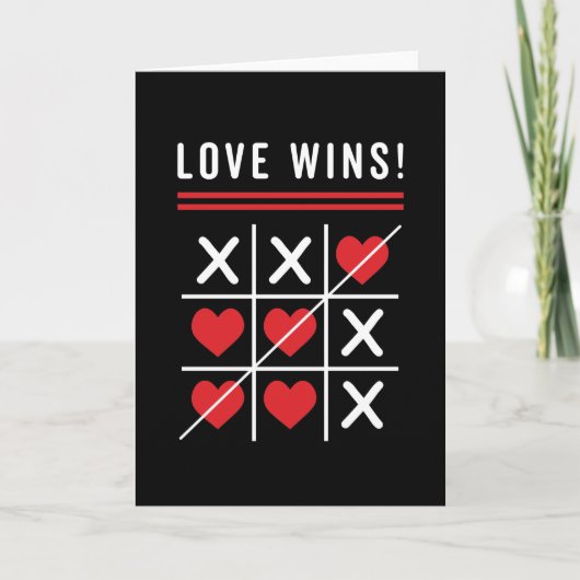 Tic Tac Toe Love Wins Verjaardag Valentijnsdag Kaart (Voorkant)