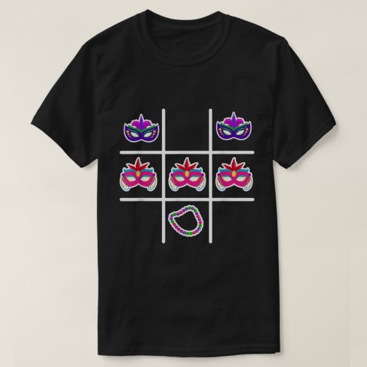 Tic Tac Toe Mardi Gras Cool Carnival Parade Masque T-shirt (Design voorkant)