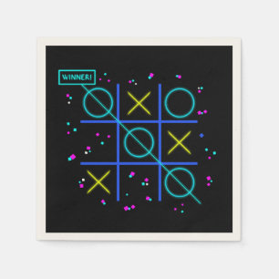 Tic Tac Toe Neon Retro Winnaar Gloed Gamer Arcade Servet