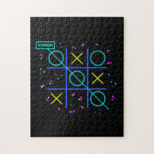 Tic Tac Toe Neon Retro Winnaar Glow Gamer Arcade Legpuzzel
