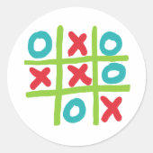Tic-tac-toe Noughts and Crosses Ronde Sticker (Voorkant)