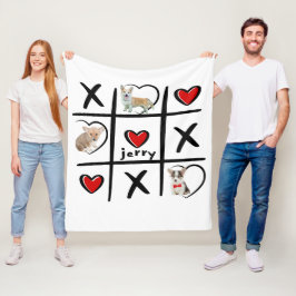 Tic-Tac-Toe Pet Lover Foto's & Naam Fleece Deken