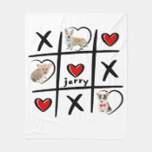 Tic-Tac-Toe Pet Lover Foto's & Naam Fleece Deken (Voorkant)