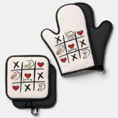 Tic-Tac-Toe Pet Lover Foto's & Naam Ovenwant & Pannenlap Set (Voorkant / Achterkant)