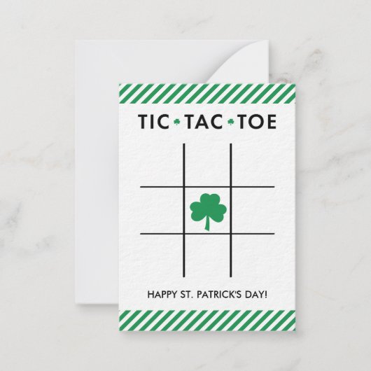 Tic Tac Toe St. Patrick's Day Kaart voor kinderen Notitiekaartje (Voorkant)