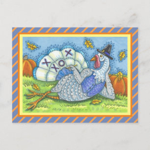 TIC TAC TOE TURKIJE, FUN THANKSGIVING BIRD GAMES BRIEFKAART