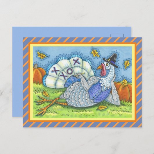 TIC TAC TOE TURKIJE, FUN THANKSGIVING BIRD GAMES BRIEFKAART (Voorkant / Achterkant)