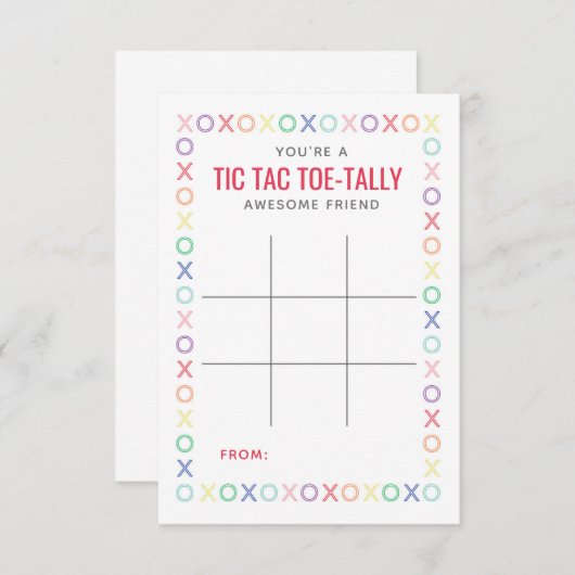 Tic Tac Toe Valentijn Kaarten of Labels Notitiekaartje (Voorkant / Achterkant)