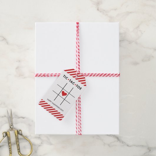 Tic Tac Toe Valentijn, Kinder school klaslokaal Cadeaulabel (Met Touw)