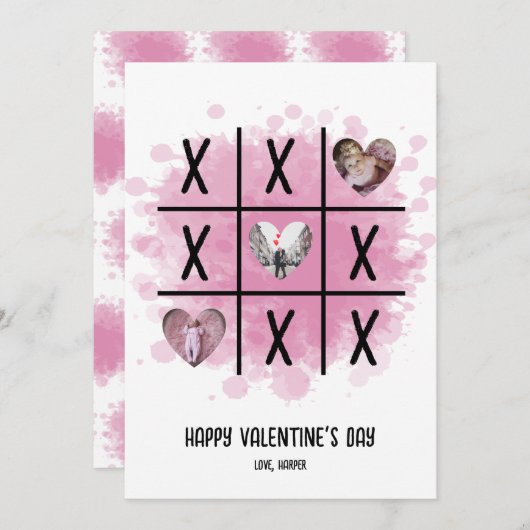Tic Tac Toe Valentijnsfoto Feestdagenkaart (Voorkant / Achterkant)