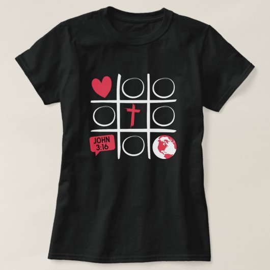 Tic Tac Toe Wit Lettertype T-Shirt (Design voorkant)