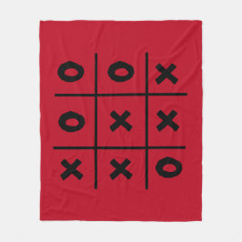Tic Tac Toe XO Game Holiday Red Fleece Blanket Deken