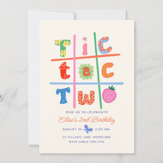 Tic Tac Two Meisje 2e Verjaardagsfeest Uitnodiging