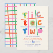 Tic Tac Two Meisje 2e Verjaardagsfeest Uitnodiging (Voorkant / Achterkant)