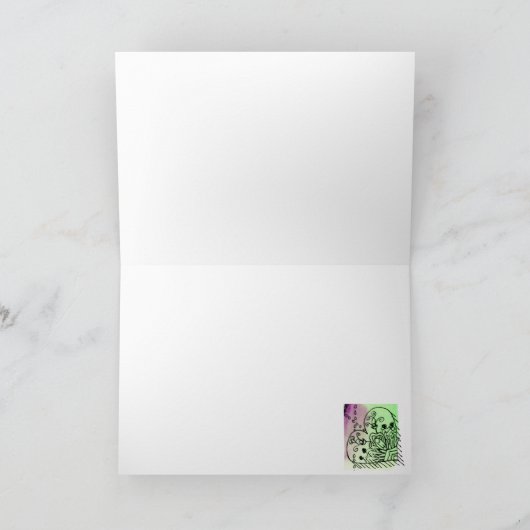 Tic Toc Groene en Paarse Sierlijke Harten Kaart (Binnen)