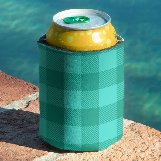 Tichel en turkoois geruit plaid ontwerp blikjeskoeler