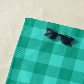 Tichel en turkoois geruit plaid ontwerp strandlaken (In situ)