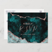 Tichel & Roze Gouden Agaten Bruiloft Maaltijd Keuz Uitnodiging Briefkaart (Voorkant / Achterkant)