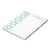 Tichelblau vintage cirkelpatroon gepersonaliseerd  notitieblok (Linkerzijde)