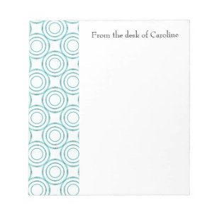 Tichelblau vintage cirkelpatroon gepersonaliseerd  notitieblok