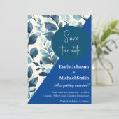 Tichelblauw en blauwe kleur stijl bloemmotief ontw kaart (Staand voorkant)