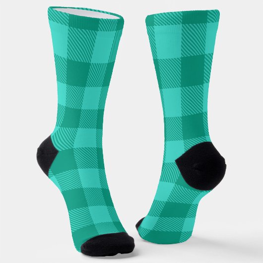Tichelblauw en turquoise geruit plaid ontwerp sokken