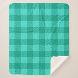 Tichelblauw en turquoise Gingham ruitjesontwerp  Sherpa Deken