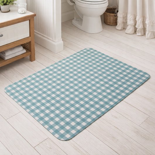 Tichelblauw en wit geruit minimalistisch patroon badmat