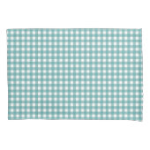 Tichelblauw en wit geruit plaidpatroon kussensloop (Voorkant)