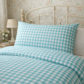 Tichelblauw en wit geruit plaidpatroon kussensloop