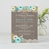 Tichelbloem en kant Rustieke BBQ-huwelijksreceptie Kaart (Staand voorkant)