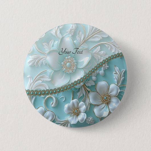 Tichelbloem witte bloemknop ronde button 5,7 cm (Voorkant)