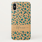 Tichelbruine Luipaardprint met Bewerkbare Naam Case-Mate iPhone Case (Achterkant)