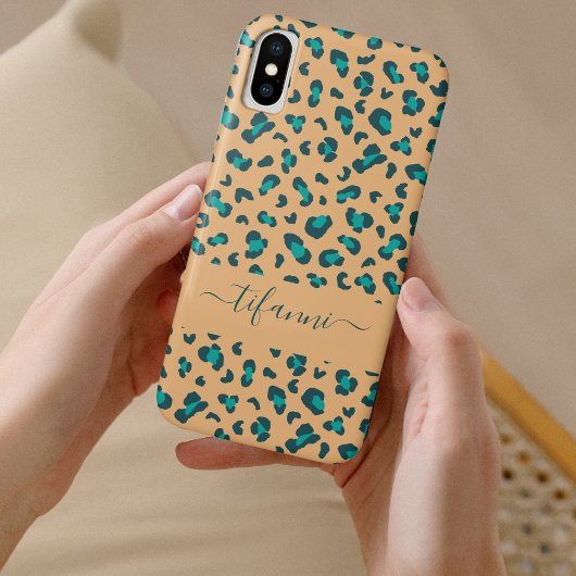 Tichelbruine Luipaardprint met Bewerkbare Naam Case-Mate iPhone Case