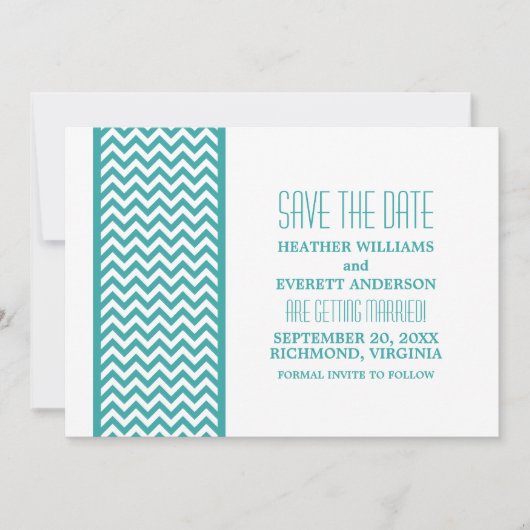 Tichelrode Chevron Rand Save the Date Uitnodiging (Voorkant)