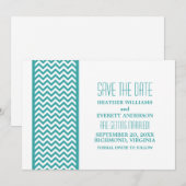 Tichelrode Chevron Rand Save the Date Uitnodiging (Voorkant / Achterkant)