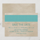 Tichelrode Damast Save the Date Uitnodiging (Voorkant / Achterkant)