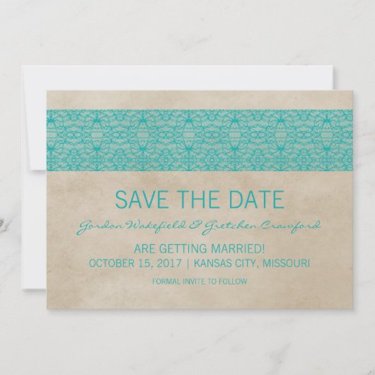 Tichelrode Kanten Save the Date Uitnodiging (Voorkant)