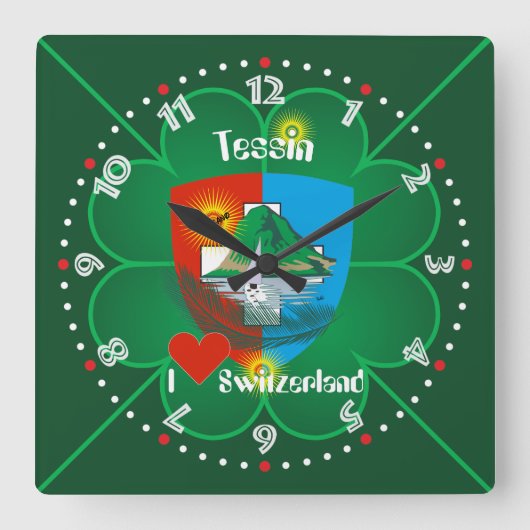 Ticino Schweiz Suisse Svizzera Svizra Uhr Vierkante Klok (Voorkant)