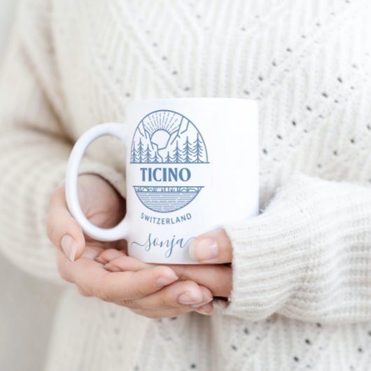 Ticino, Zwitserland | Blauw | Minimalistisch lands Mok