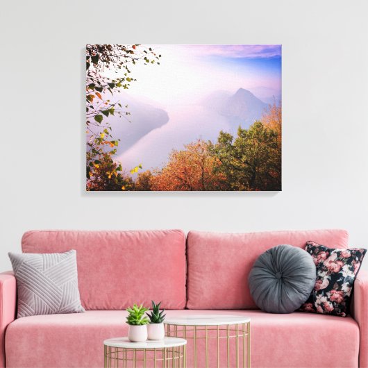Ticino, Zwitserland: Uitzicht uit Monte Bre Canvas Afdruk (Insitu (Woonkamer))