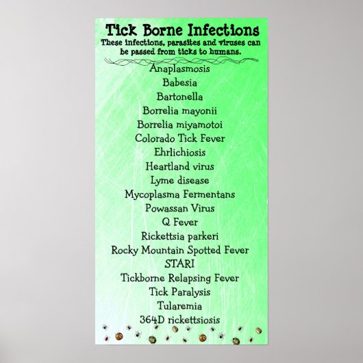 Tick Borne Infectielijst Lyme Awareness Poster (Voorkant)