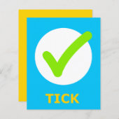 TICK Flashcard voor Initiaal T 1 Lettergreep Woord (Voorkant / Achterkant)