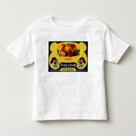 Tick Tock Rhubarb Label Kinder Shirts (Voorkant)
