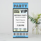 Ticket 21st Birthday Party Invitations Blue Kaart (Staand voorkant)